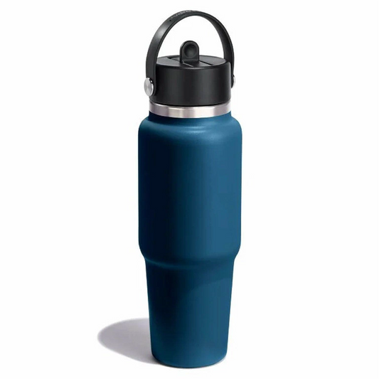 32 oz Wide Mouth Travel Bottle with Flex Straw Cap Indigo Color