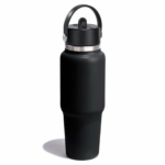 32 oz Wide Mouth Travel Bottle with Flex Straw Cap Black Color - Image 2
